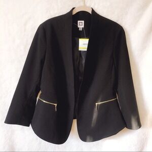 Anne Klein Black with Gold Zipper pockets Blazer